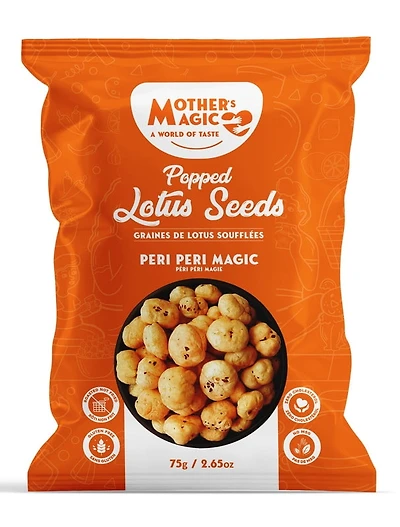 Mother’s Magic Popped Lotus Seeds Indian Snack, 75g (Pack of 1) – Peri Peri Magic