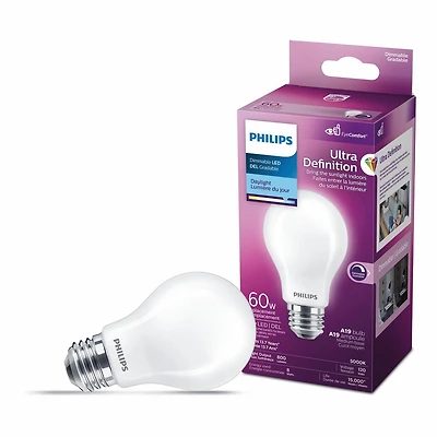 Philips UltraDefinition Ampoule à économie d'énergie LED A19 E26 60W, Dimmable Daylight (5000K) PHILIPS DEL 60W A19 DL
