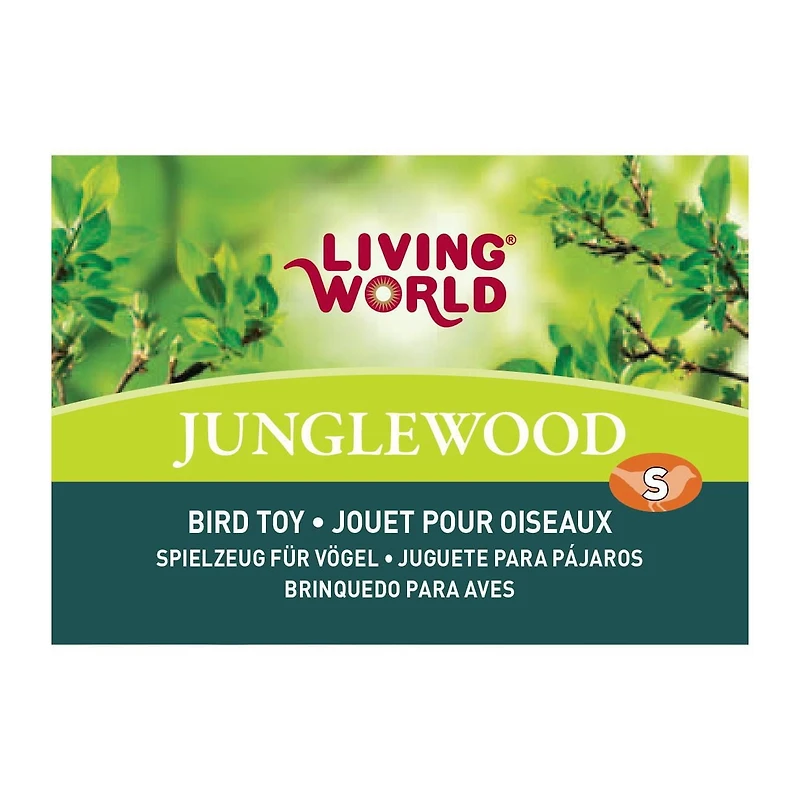 Living World Junglewood Bird Toy Wood Peg with Ropes, Leather Strips and Beads, Wood bird toy
