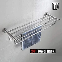 Avanities 32 po. Barre à serviette ronde en acier inoxydable W en acier inoxydable brossé AI-34582