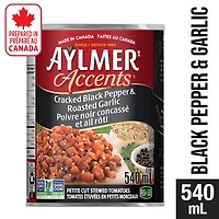 Aylmer Accents Cracked Black Pepper and Roasted Garlic Stewed Tomatoes, 540 ml