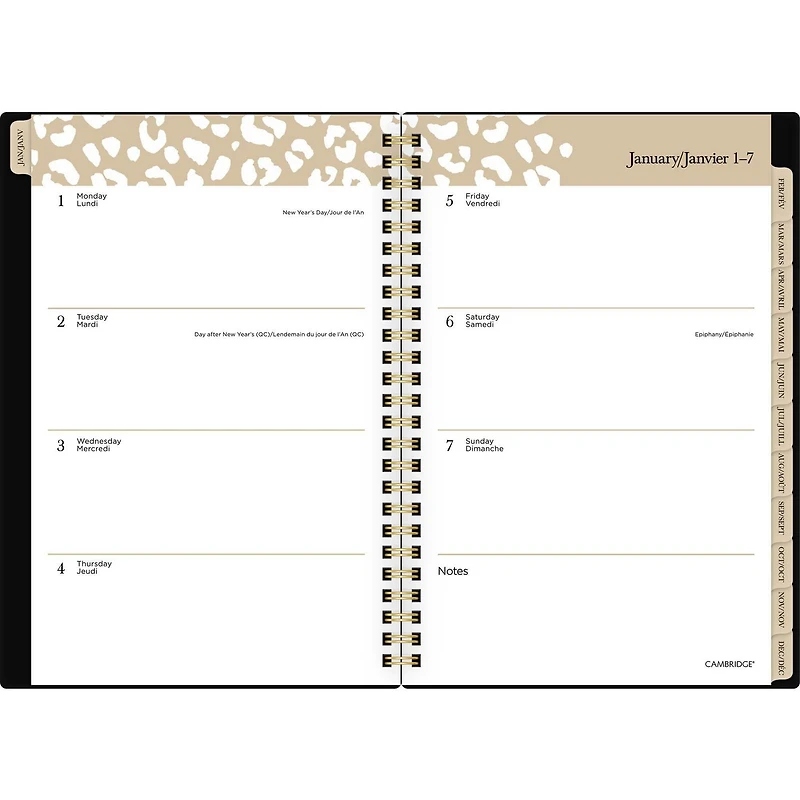 Cambridge® Small Weekly/Monthly Panthera Printed Poly Planner, Planner