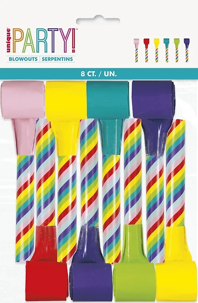 Candy Striped Party Blowers, 8ct