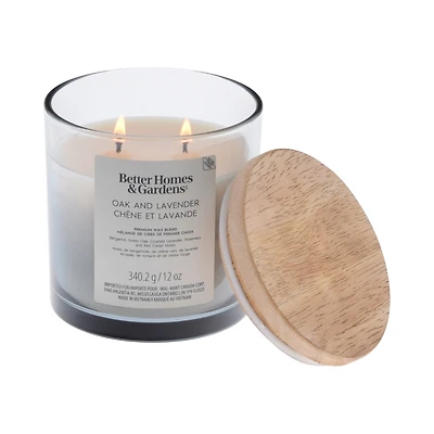 Better Homes & Gardens Scented 2-wick 12 oz. Parrafin Wax Ombre Jar Candle, Oak & Lavender, Parrafin Wax Blend