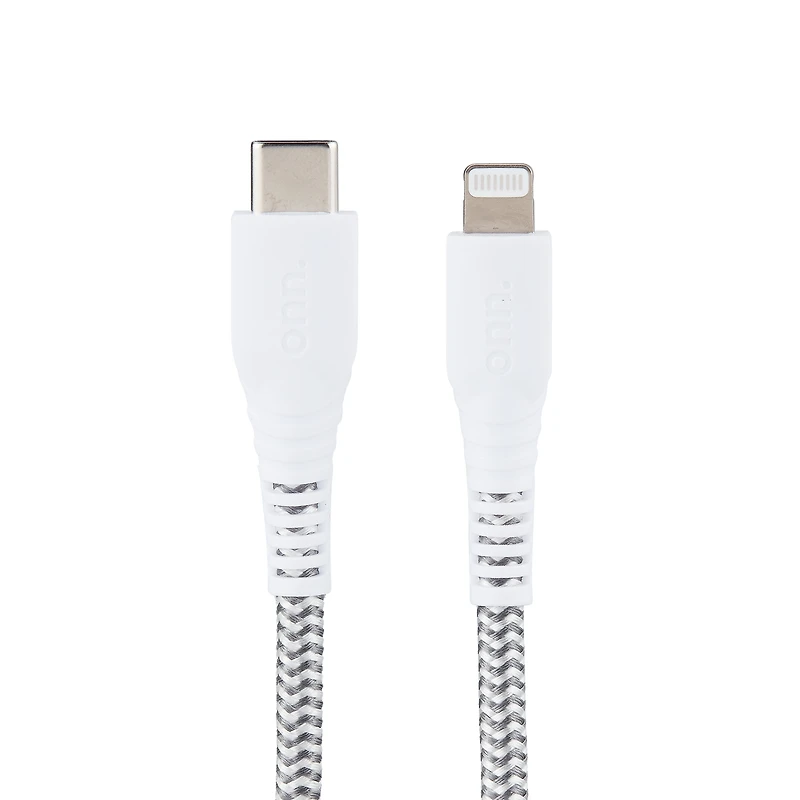 Onn. 6 FT./1.8 m USB-C to Lightning Braided Cable, Transfer while Charging