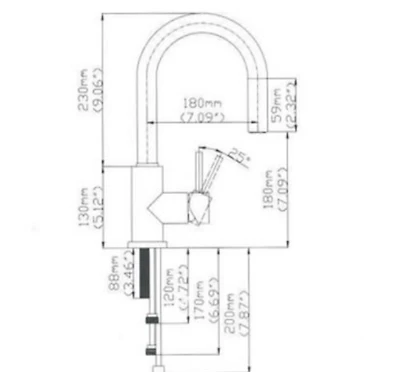 American Imaginations Robinet 1 trou en acier inoxydable approuvé CSA de couleur or AI-34630
