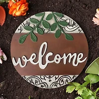 Angelo Décor Welcome Stepping Stone, 12-inch Diameter