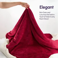 Beddora Luxury Flannel Sherpa Throw Blanket – 50” x 60” – Ultra-Soft & Warm – 450 GSM Plush Reversible Fleece – Cozy Winter Couch or Bed Blanket – Red