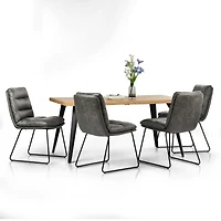 Homy Casa 5 Piece Dining Room Set - Rectangular Dining Table and 4 Industrial Side Chairs for 4 Person