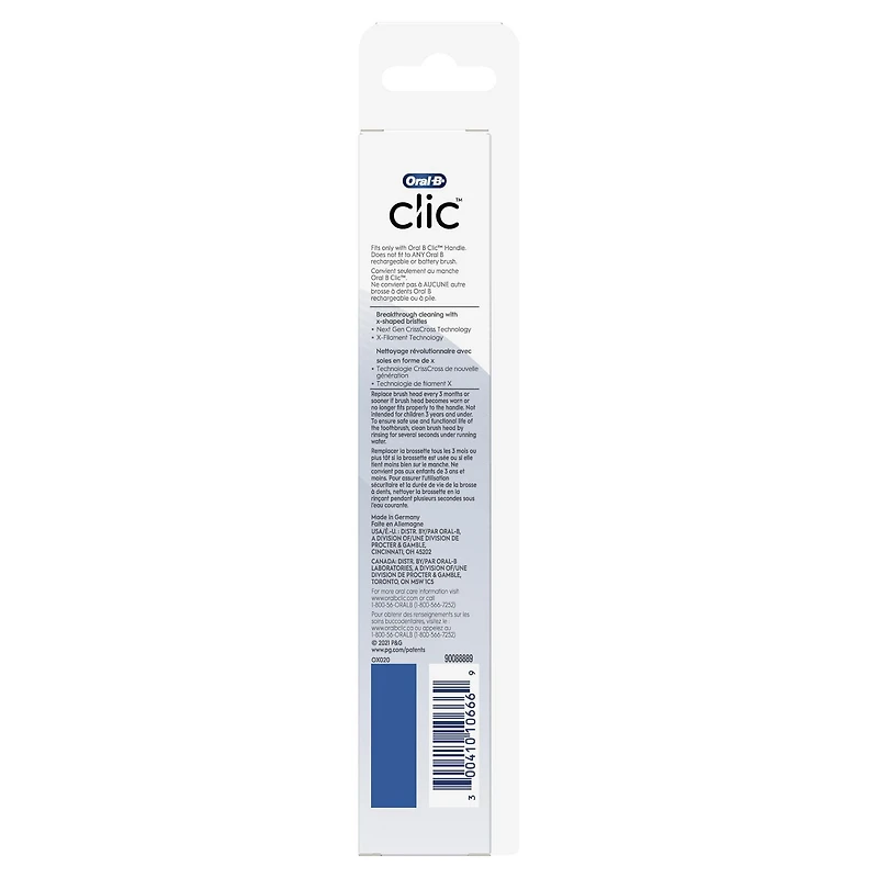 Brossettes de rechange pour brosse à dents Oral-B Clic, Nettoyage optimal, noir