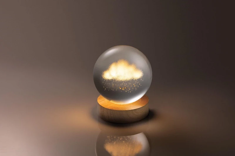 Merkury Innovations 3D Floating Cloud Crystal Orb Light, Cloud Crystal Orb Light