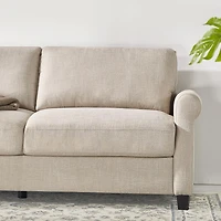 Canapé rembourré Zinus Josh, traditionnel et moderne, 3 places, beige