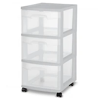 Sterilite Silver 3 Drawer Cart