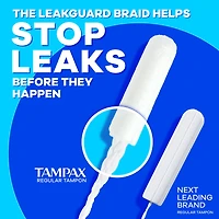 Tampax Pearl Tampons, with LeakGuard Braid, Regular Absorbency, Unscented, 50CT