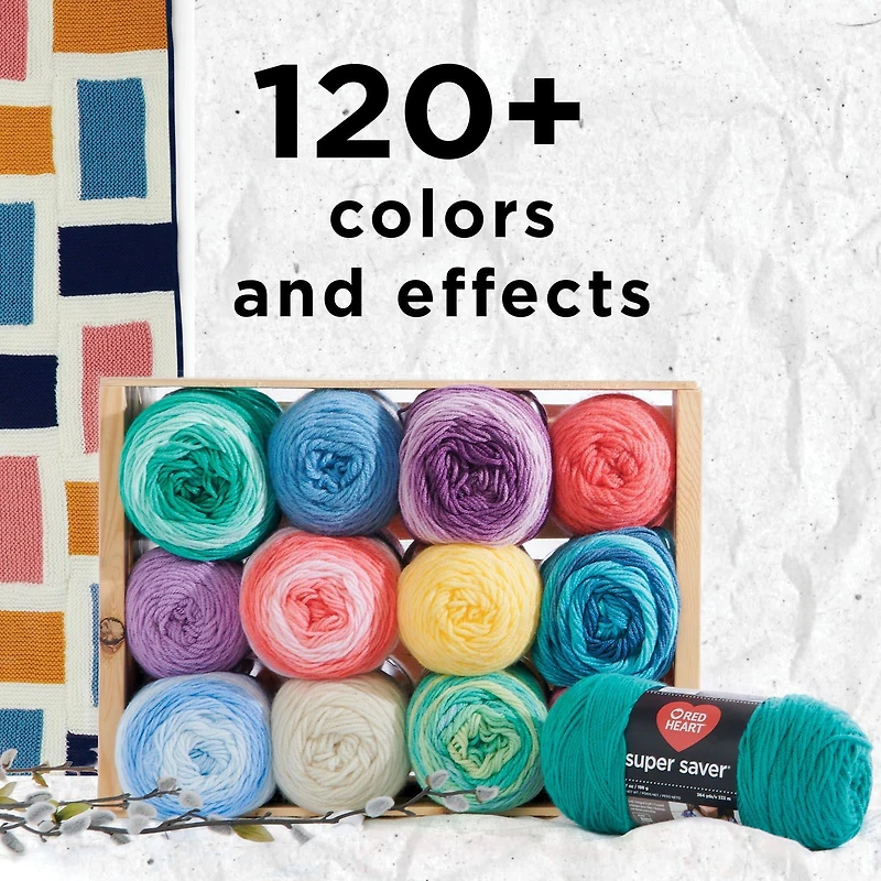 Red Heart® Fil Super Saver®, Imprimés, Acrylique #4 Médium, 5oz/142g, 236 Yards Fil durable, large gamme de couleurs