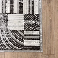 Tapis d'interieur abstrait Rug Branch Cadence, beige creme, moderne - Salon, chambre, salle a manger et cuisine