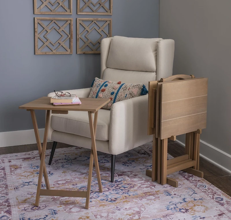 Smyth Gray Acacia Tray Table Set