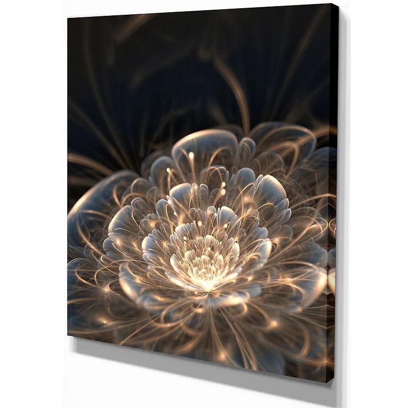 Designart Fractal Flower with Golden Rays Canvas Wall Art