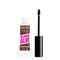 NYX PROFESSIONAL MAKEUP, The Brow Glue, Outil instantané pour les sourcils, Tenue extrême 16hres, Formule végane - Warm Brown, 0.18oz / 5g Colle à sourcils teintée