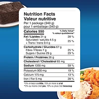 Poulet parmigiana Swanson : un repas surgelé avec un mélange de légumes, des pâtes et un brownie