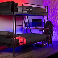 X Rocker Lit superposé Armada Twin over Twin Gaming avec bureau de jeu intégré, noir, Twin/Twin