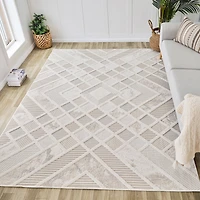 Rug Branch Maison Modern Indoor Area Rug, Cream Beige, Geometric - Living Room, Bedroom, Dining Room, and Kitchen