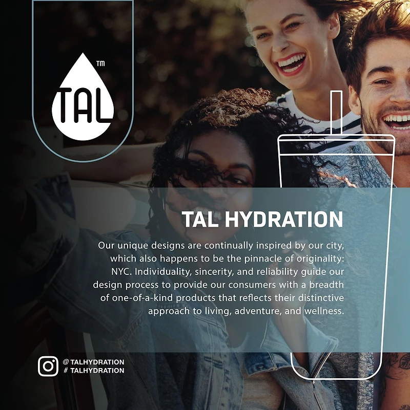 TAL Stainless Steel Tumbler 24 fl oz, Black, Water Bottle