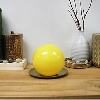 Unscented High Gloss Yellow Ball Candle, 4"Dia x 4”H