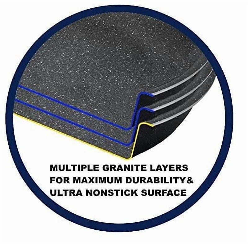 Ensemble de batteries de cuisine antiadhésives Granitestone Diamond 6 morceaux avec poignées en acier inoxydable résistantes à la chaleur, lavable au lave-vaisselle et au four