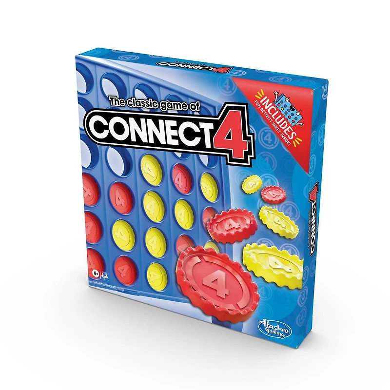 Jeu Connect 4, inclut un feuillet d'activités pour enfants jeu de stratégie, grille Connect 4, 4 en ligne, à partir de 6 ans