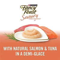 Fancy Feast Savoury Puree Naturals with Natural Salmon & Tuna in a Demi-Glace, Cat Treats 40 g, 40 g