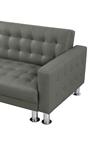 Velago ATTALENS Sectional Faux Leather Sleeper Sofa, Grey