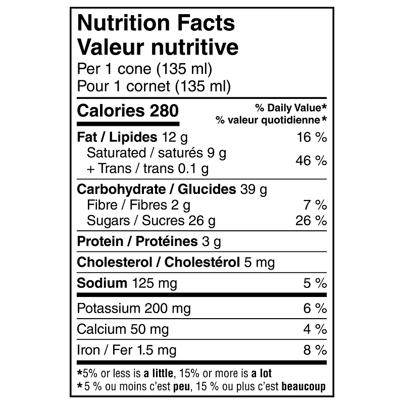Cornets, dessert glacé au café avec centre au fondant et pépite chocolatée, dans un riche enrobage chocolaté aux gaufrettes croustillantes, cornet gaufre au chocolat, confectionnés au Canada 540 mL