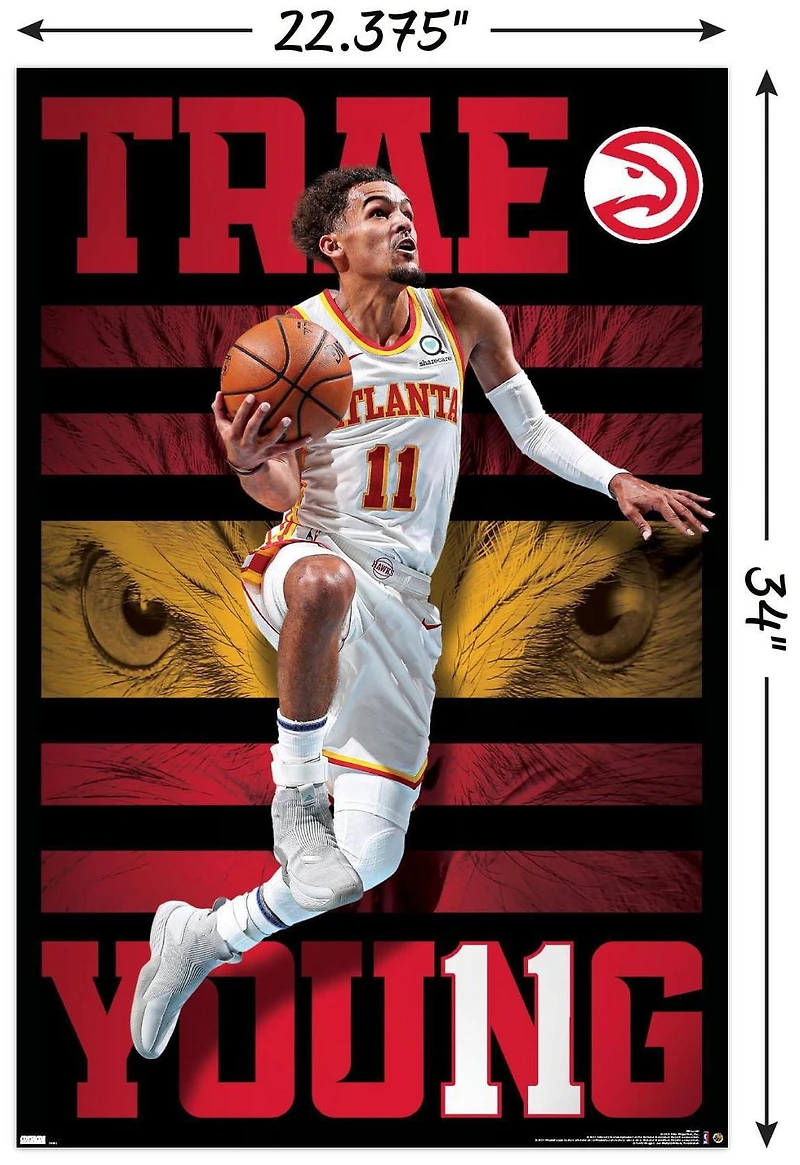 NBA Atlanta Hawks - Trae Young 20 Wall Poster, 22.375" x 34" Framed