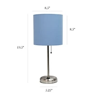 LimeLights Lampe bâton en acier brossé avec prise de charge et abat-jour en tissu, paquet de 2