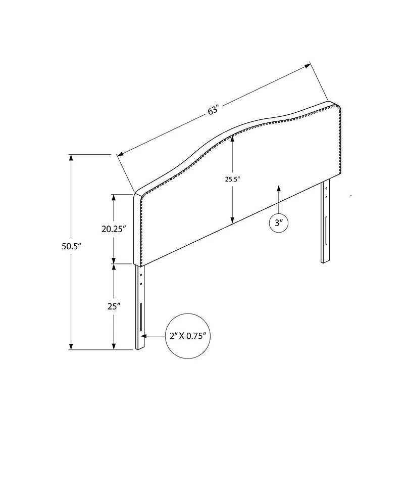 Monarch Specialties Bed, Headboard Only, Queen Size, Bedroom, Upholstered, Pu Leather Look, White, Transitional
