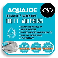 Tuyau d'arrosage anti-pliage Aqua Joe FiberJacket de 100 pieds et 5/8 po