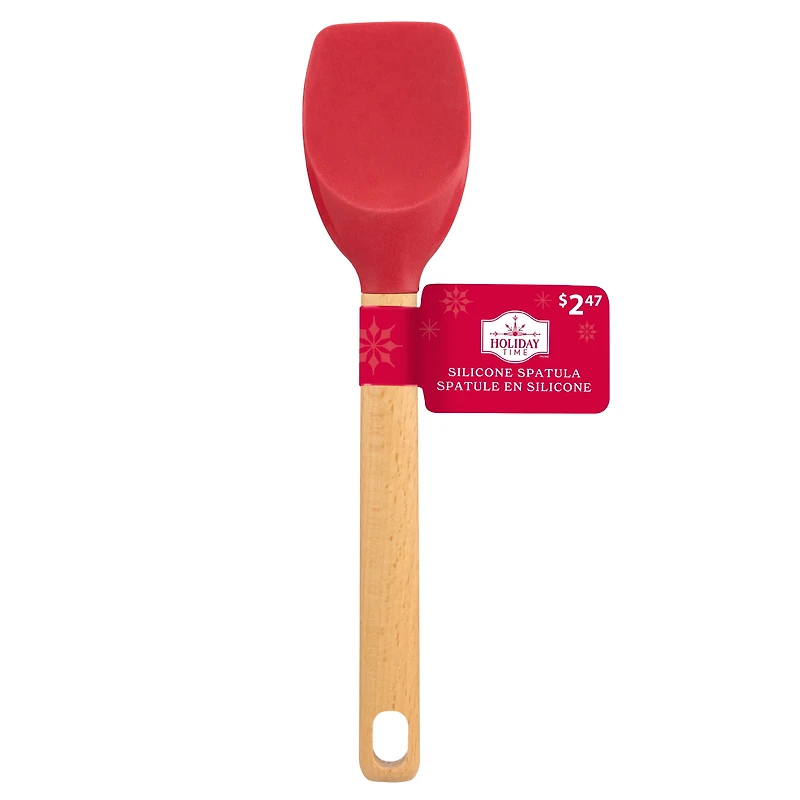 Spatule-cuillère Holiday Time en silicone et bois de hêtre, rouge