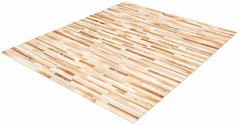 ECARPETGALLERY Tapis Fait à la Main pour Salon, Salle à Manger et Chambre à Coucher Contemporain Collection Patchwork en cuir 7'11" x 9'11" en Ivoire