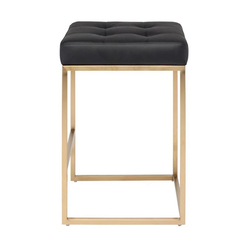 Tabouret de Bar Pipe en Noir et Or Set de 4