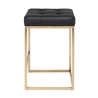 Tabouret de Bar Pipe en Noir et Or Set de 4