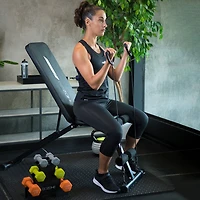 GoZone Foldable Weight Bench with Resistance Bands – Black, Padded ankle bar