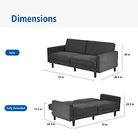 Futon avec rangement sous le siège Mainstays, Tissu charbon