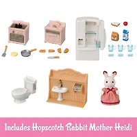 Calico Critters Playful Starter Furniture Set, Dollhouse Furniture Set with Figure and "Working" Appliances