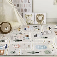 Rug Branch Soft Steps Playtime City Road Map, Tapis d'apprentissage educatif doux, Bleu Gris - Garcons et filles dans la salle de jeux, la creche, la chambre a coucher