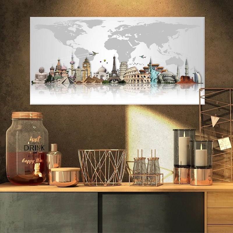 Designart Famous Monuments Across World Canvas Wall Art