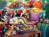 Buffalo Games Eduard Animaux de Compagnie Espiègles Casse-Tête de 750 Pcs pour Adultes Casse-Tête Stimulant Parfait pour les Soirées de Jeux - Casse-Tête Fini Taille 24 x 18