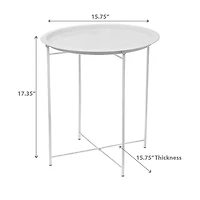 Table Basse Ronde Blanche En Métal