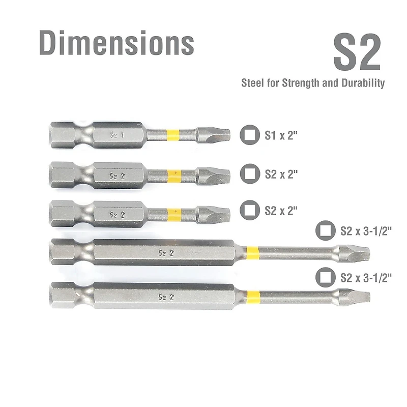 WorkPro 5-Pièce Jeu d’embouts carrés Acier S2
