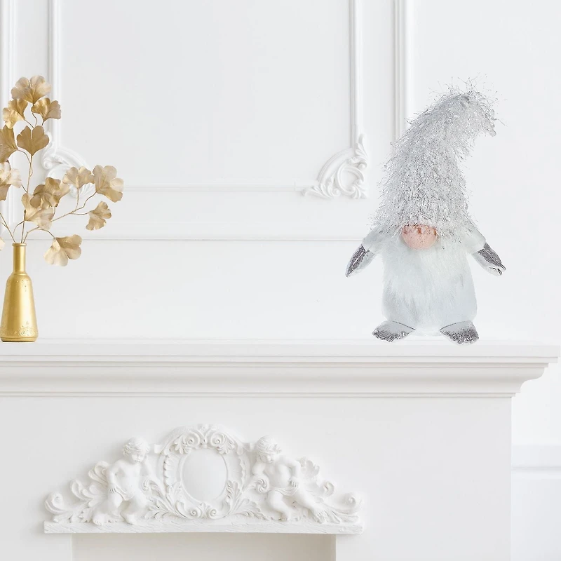 Christmas White Gnome Plush Sitter 11"